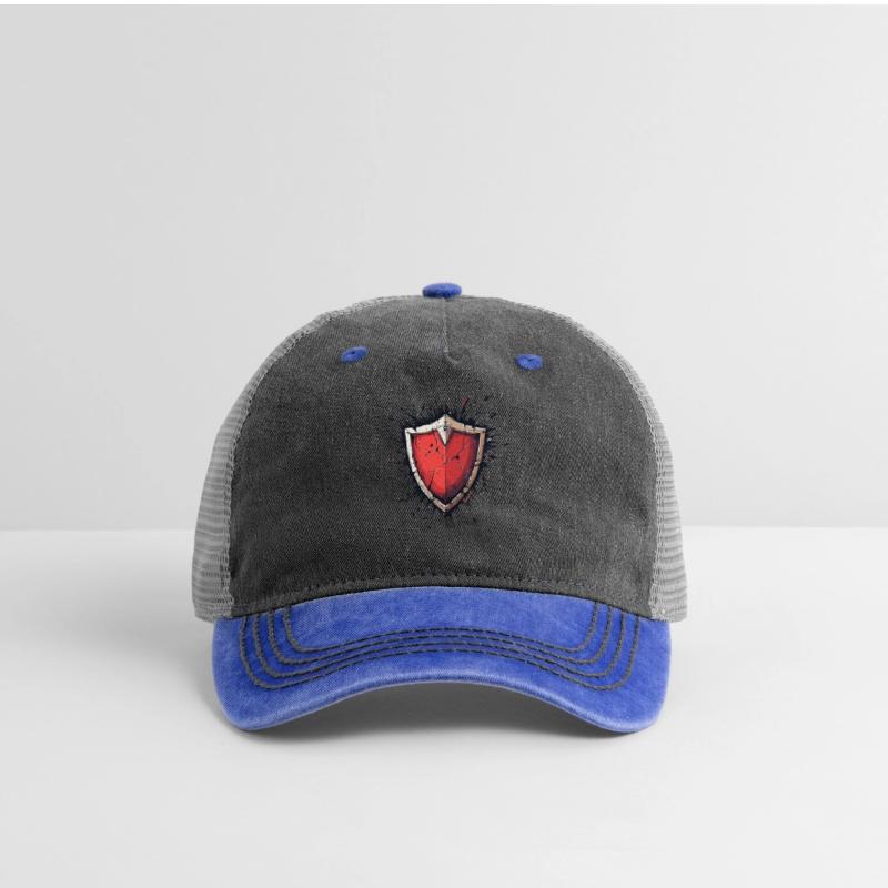 Cracked Red Shield with Battle Scars