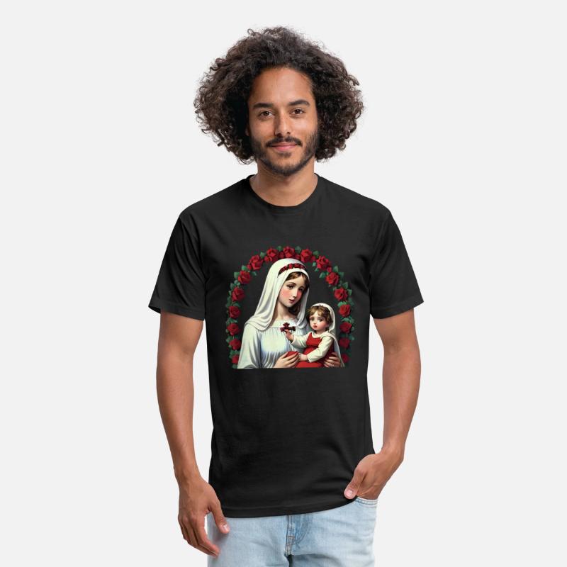 Mother Mary and Baby Jesus with Red Roses