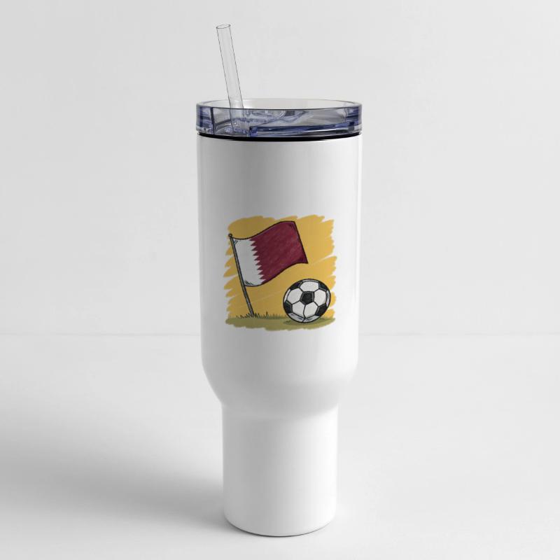 Qatar flag and crayon-style soccer ball
