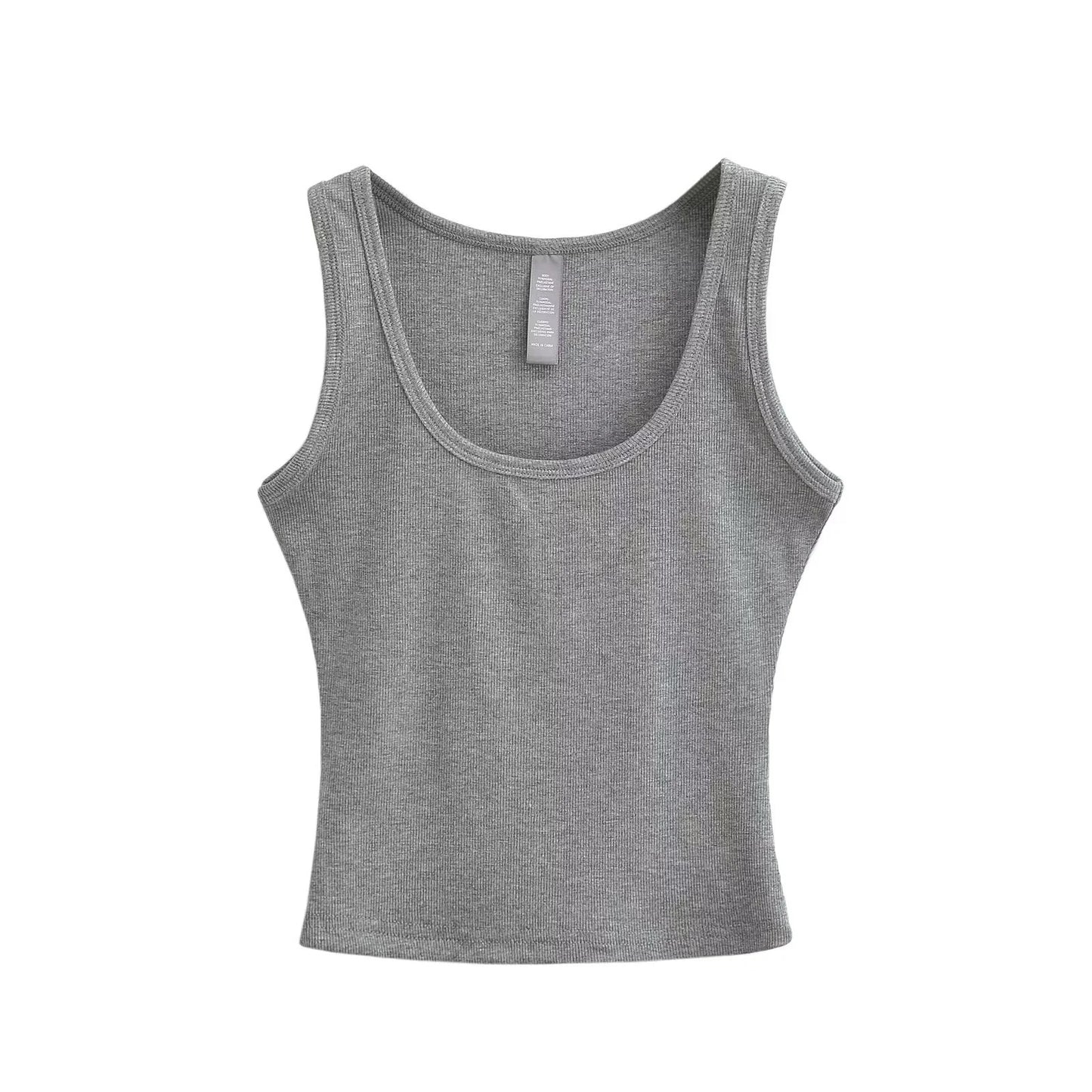 U-neck slim fit short sleeveless vest women's solid color tight suspender top