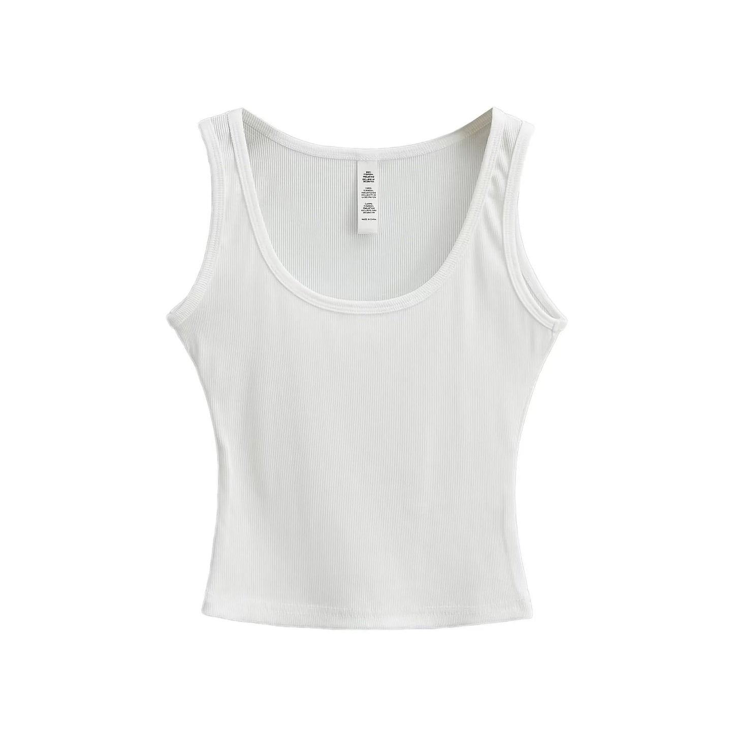 U-neck slim fit short sleeveless vest women's solid color tight suspender top