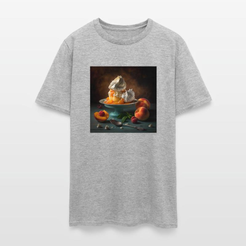 A dessert topped with whipped cream and peaches