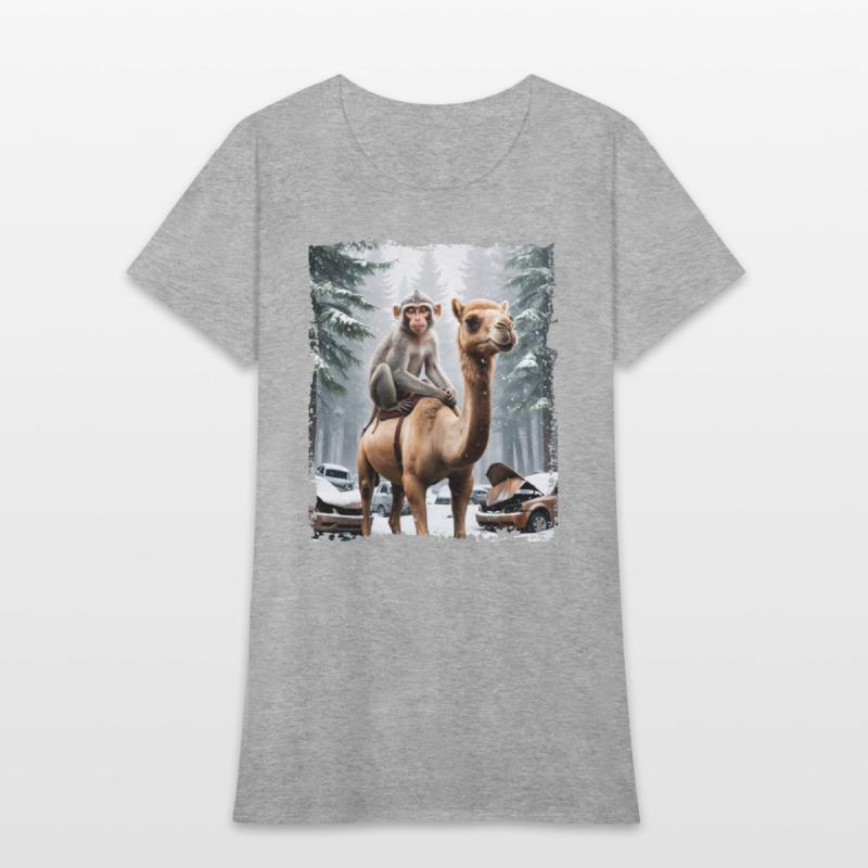 A majestic monkey sits atop a camel