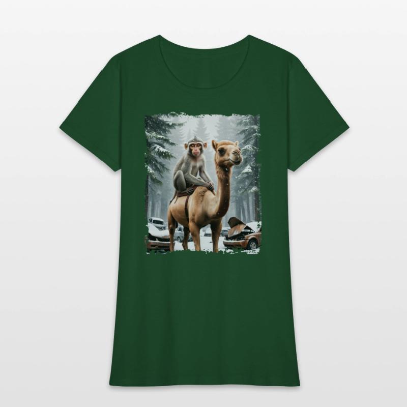 A majestic monkey sits atop a camel