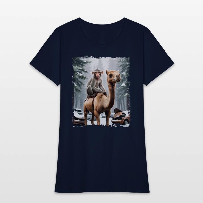 A majestic monkey sits atop a camel