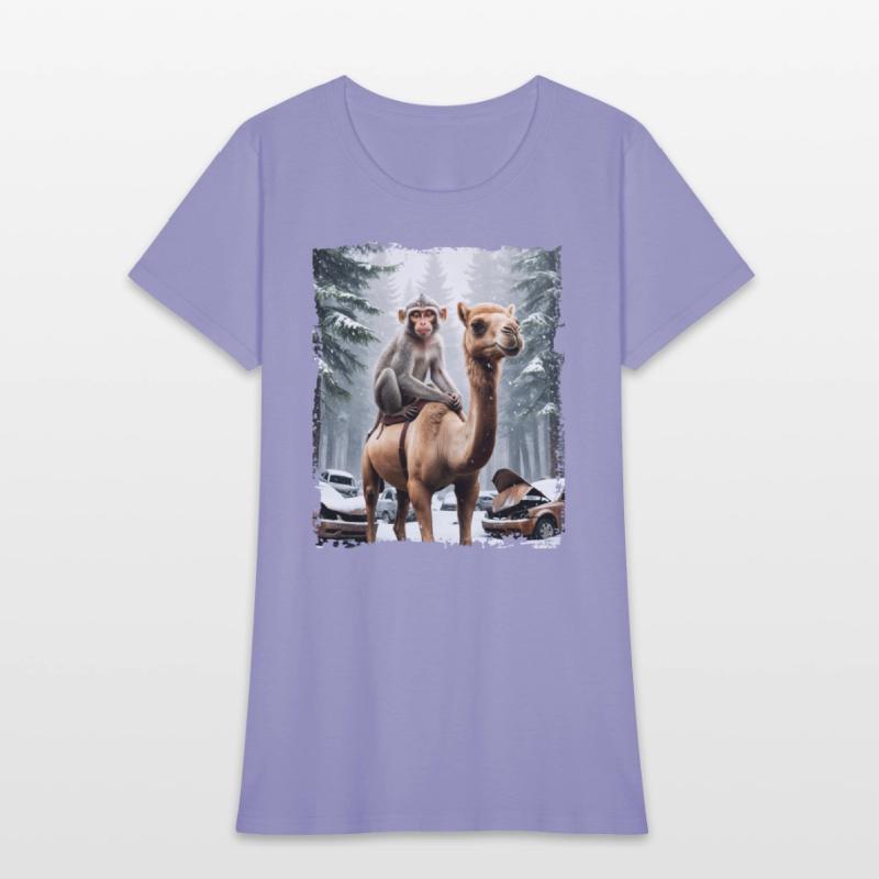 A majestic monkey sits atop a camel