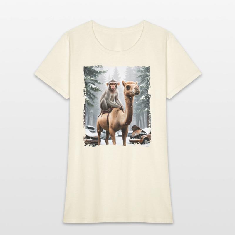 A majestic monkey sits atop a camel