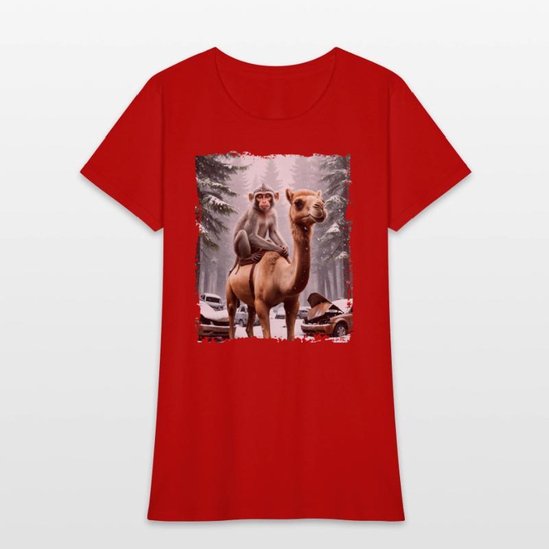 A majestic monkey sits atop a camel