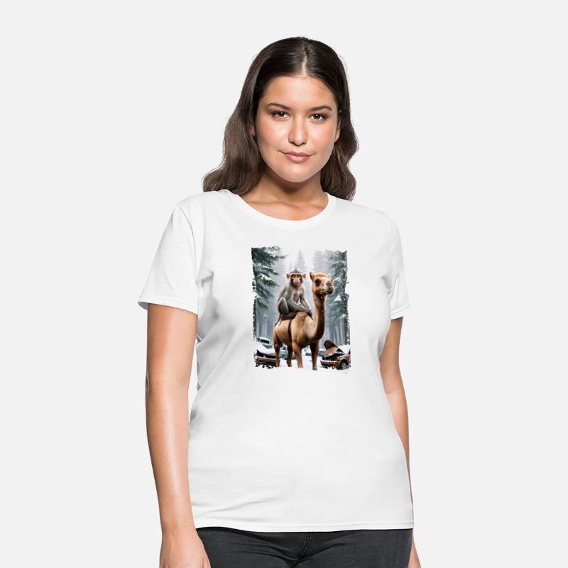 A majestic monkey sits atop a camel