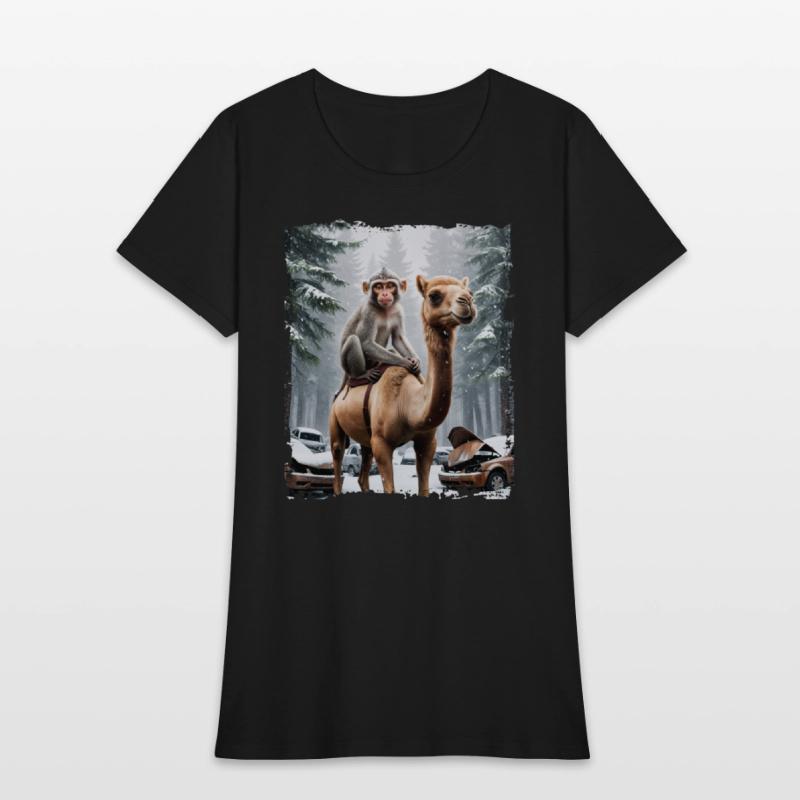 A majestic monkey sits atop a camel