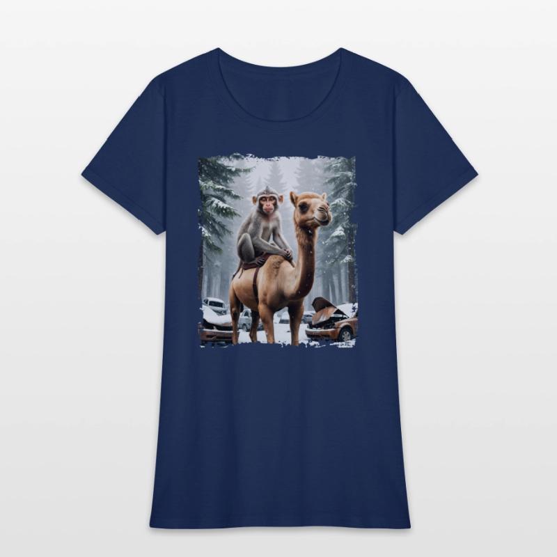 A majestic monkey sits atop a camel