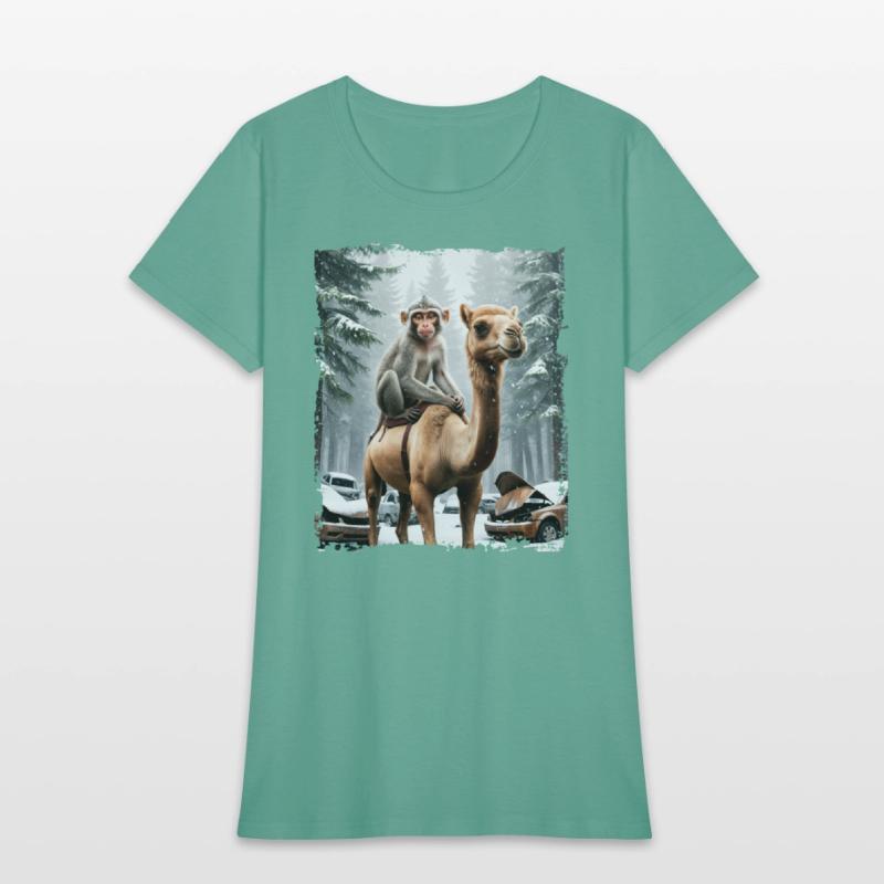 A majestic monkey sits atop a camel