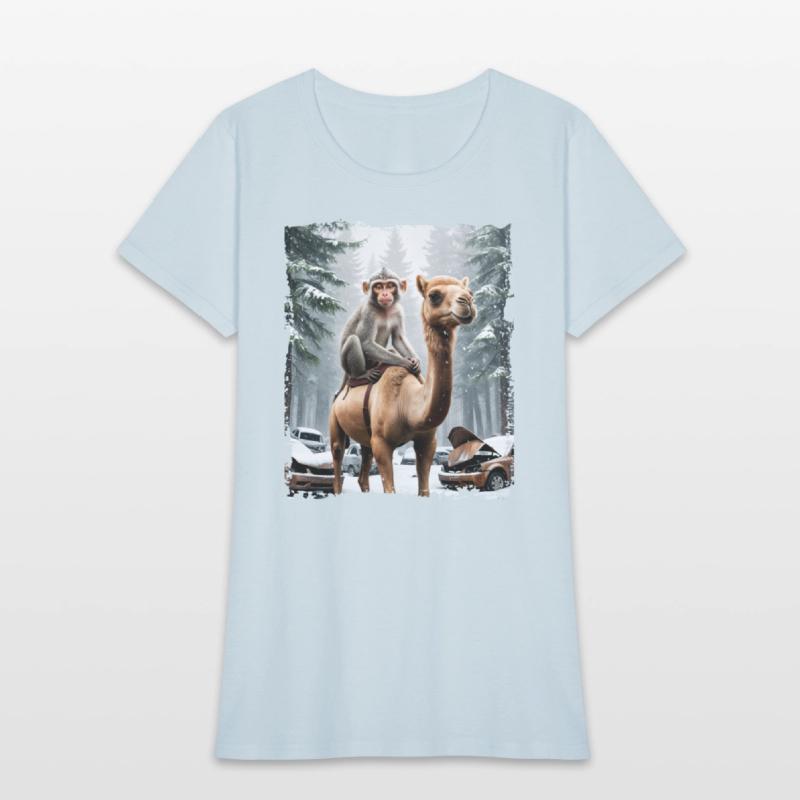 A majestic monkey sits atop a camel