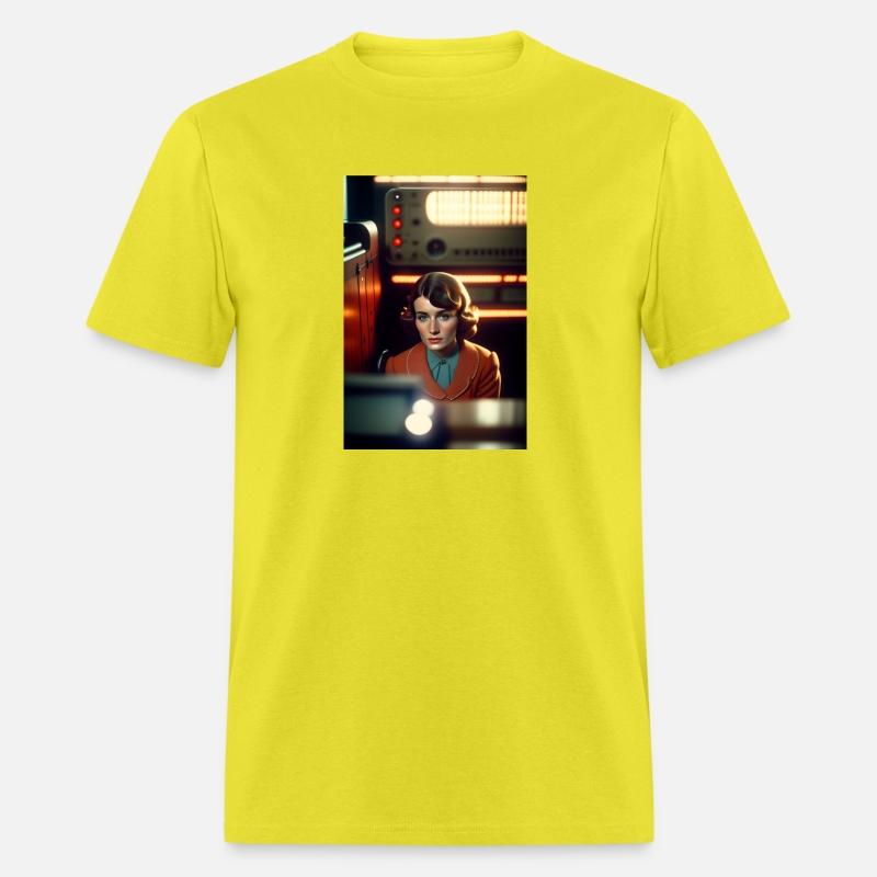 a Soviet girl sitting in a chair in front of a sov