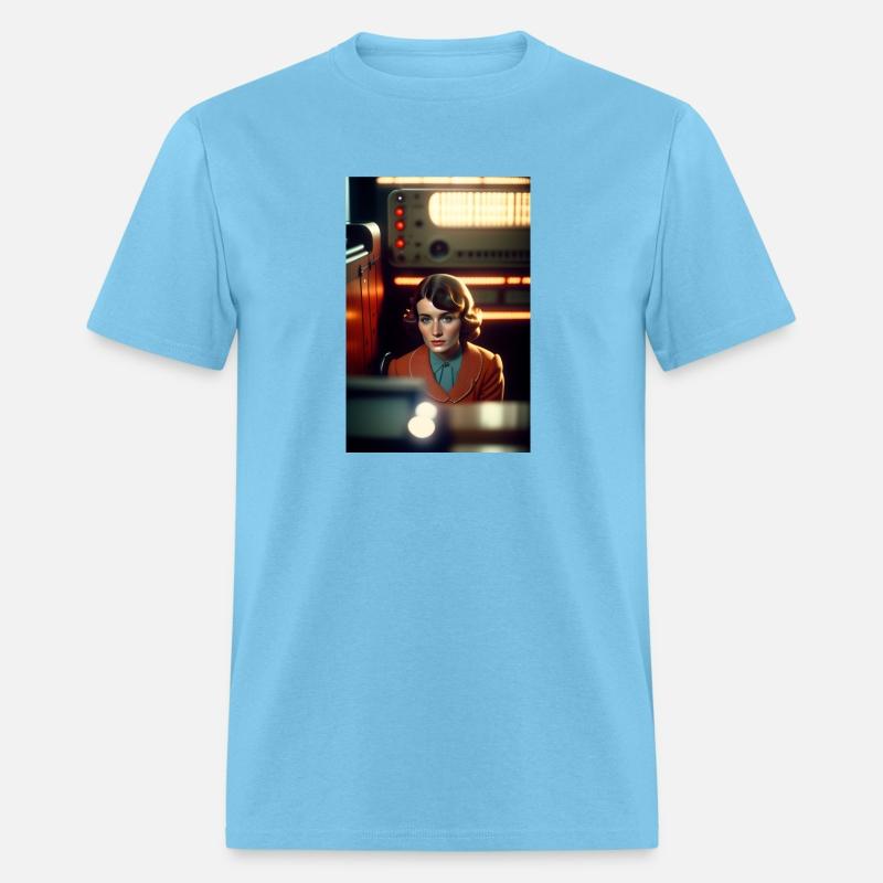 a Soviet girl sitting in a chair in front of a sov