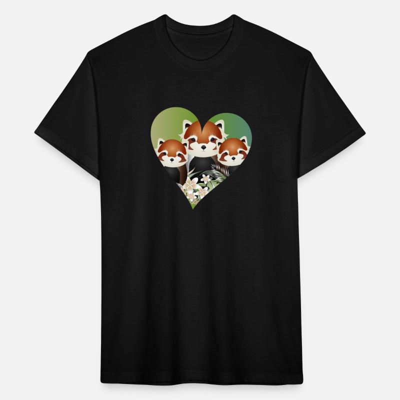 adorable red panda bear family with green heart