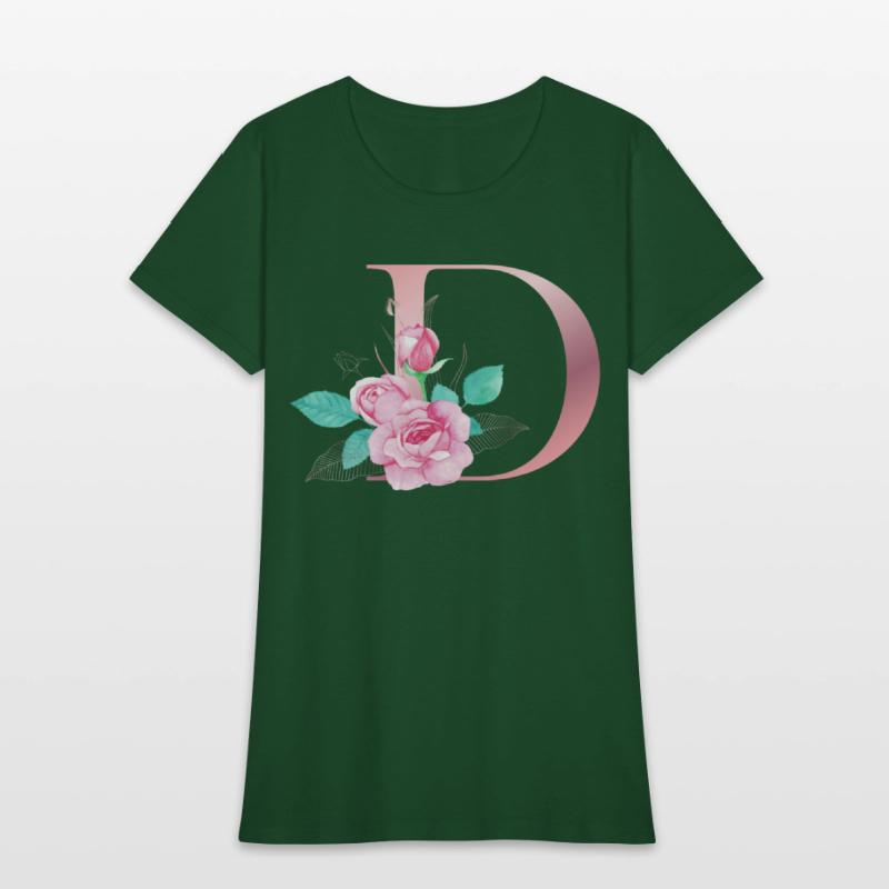 ALPHABET LETTER D IN FLORAL STYLE