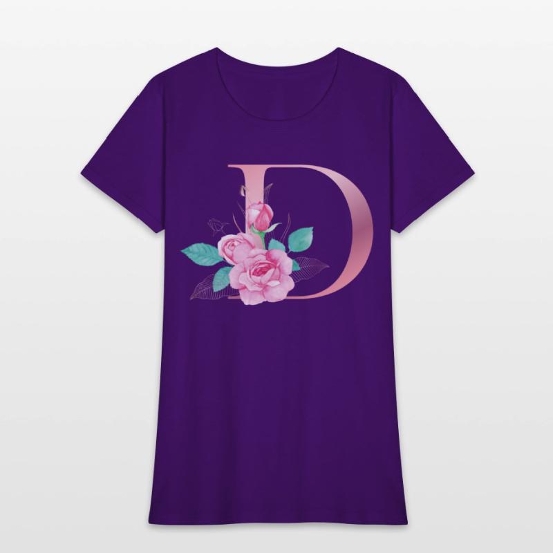 ALPHABET LETTER D IN FLORAL STYLE