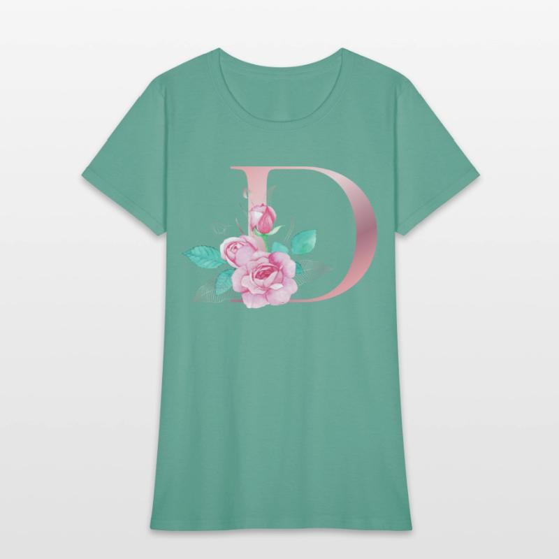 ALPHABET LETTER D IN FLORAL STYLE