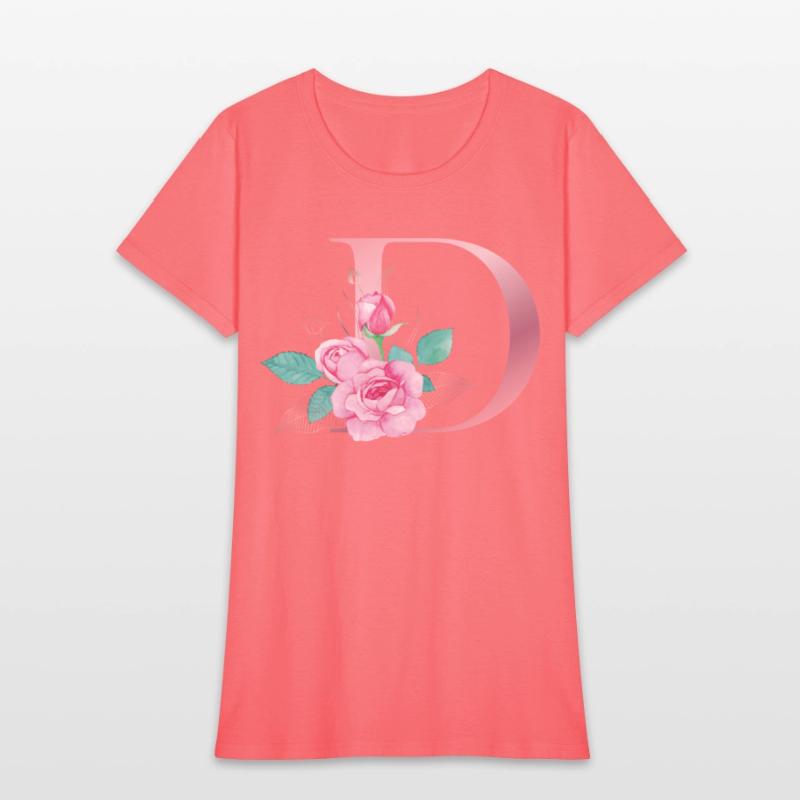 ALPHABET LETTER D IN FLORAL STYLE