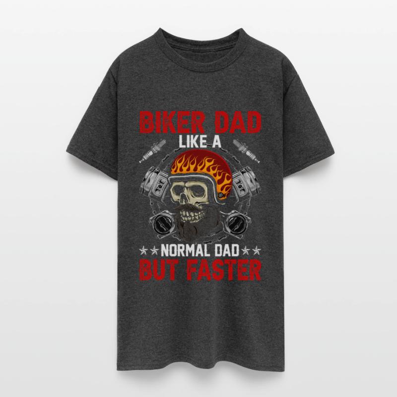 Biker Dad Skull with Flames and Piston
