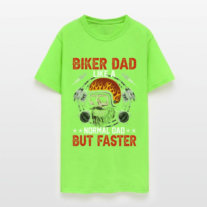 Biker Dad Skull with Flames and Piston