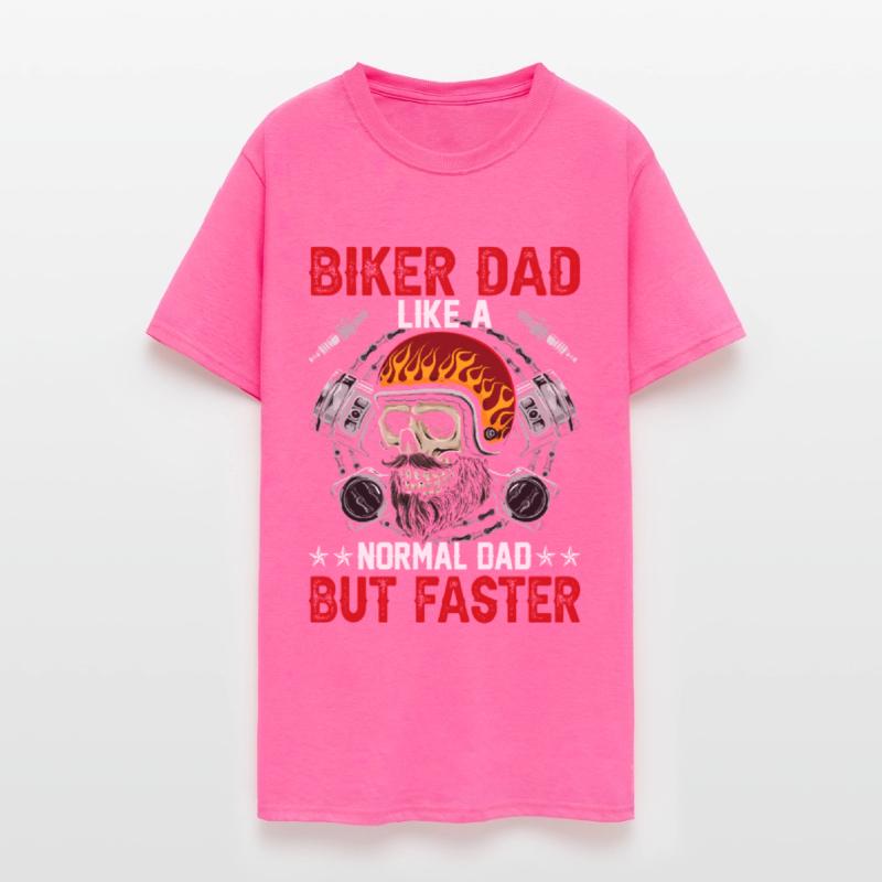 Biker Dad Skull with Flames and Piston