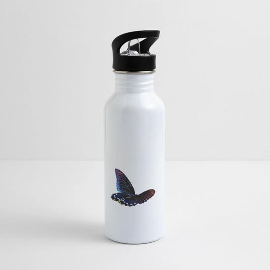 Black and blue butterfly in motion