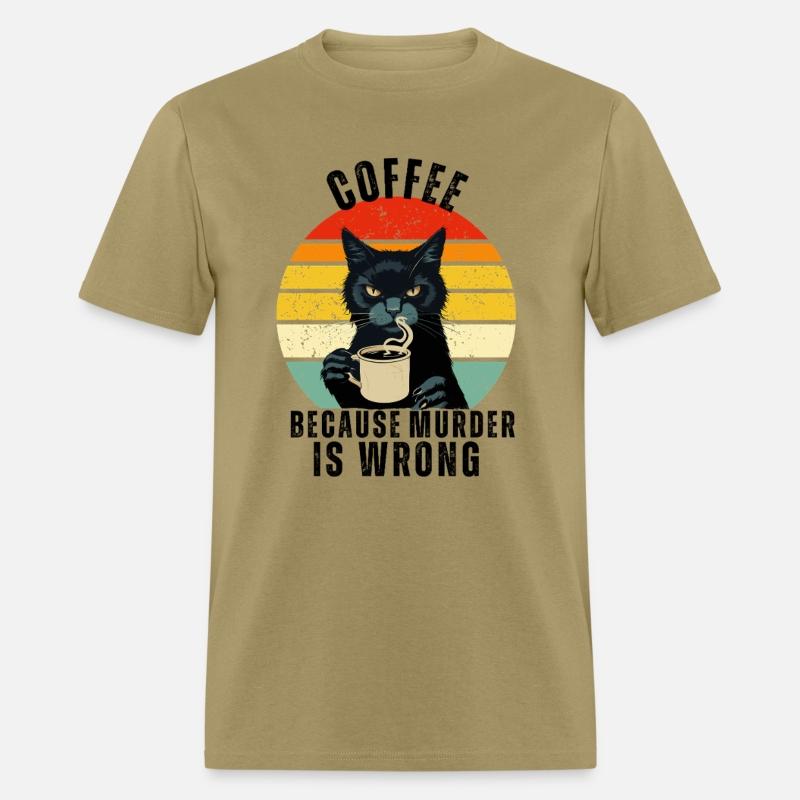 Black Cat Drinking Coffee Because Murder Is Wrong