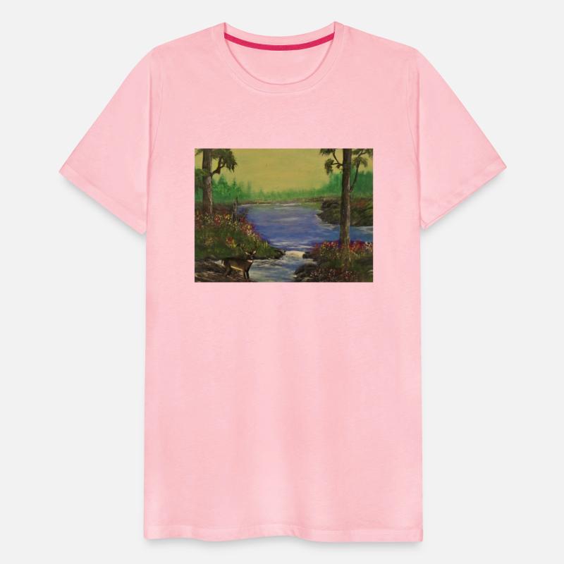 Blue river landscape painting