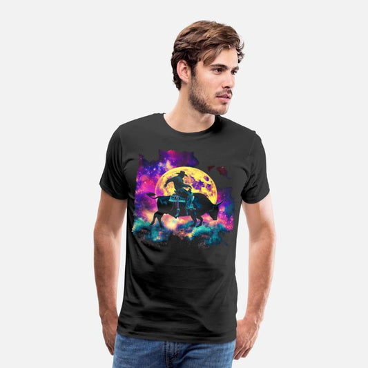 Bull Rider Bull Riding Cowboy Howling Moon