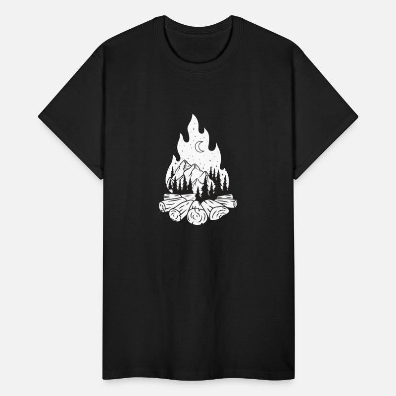 Campfire with Mountain and Moon