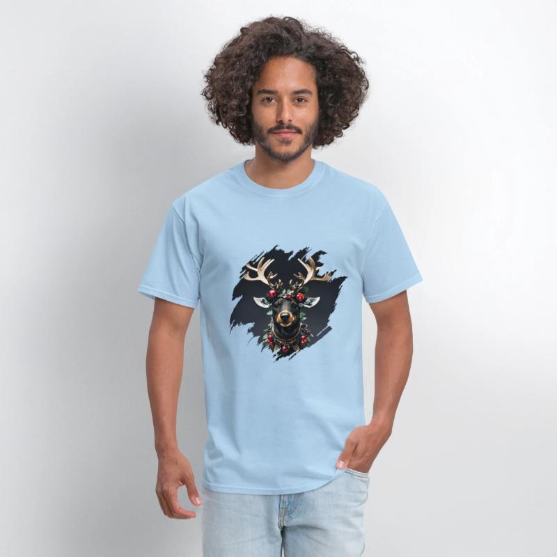 Christmas reindeer with golden horns