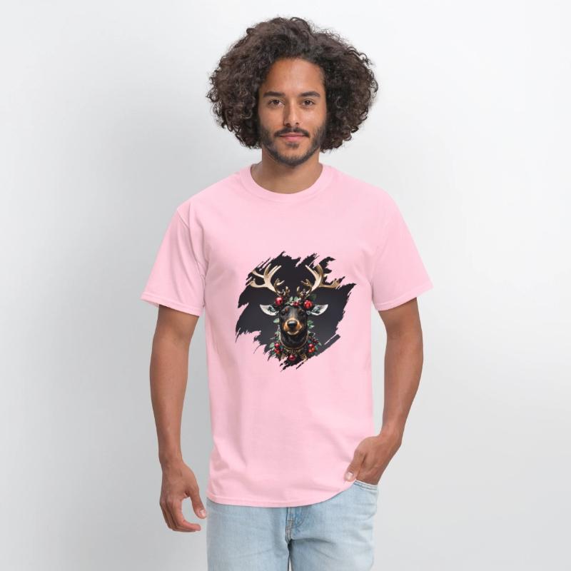 Christmas reindeer with golden horns