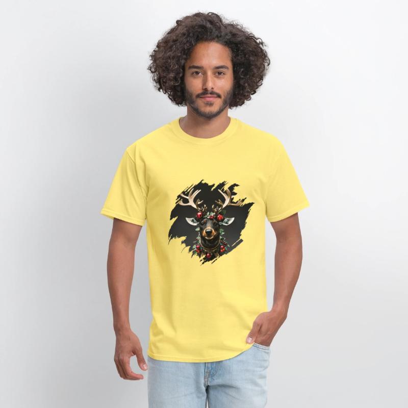 Christmas reindeer with golden horns