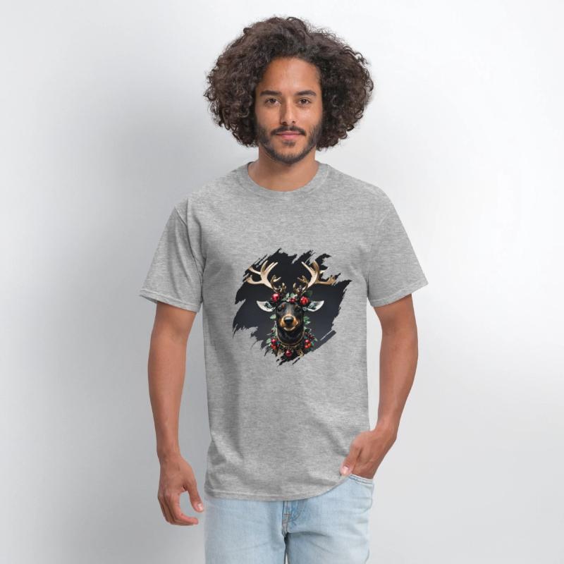 Christmas reindeer with golden horns