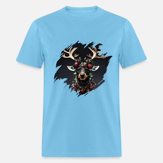 Christmas reindeer with golden horns