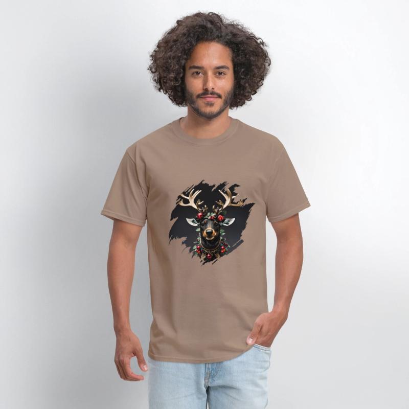 Christmas reindeer with golden horns