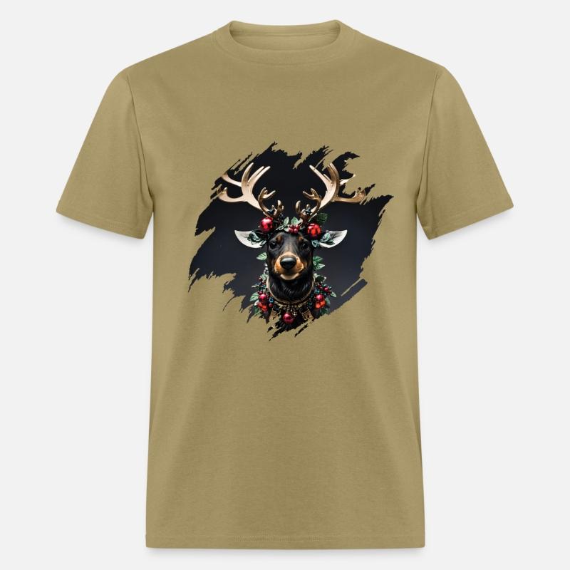 Christmas reindeer with golden horns