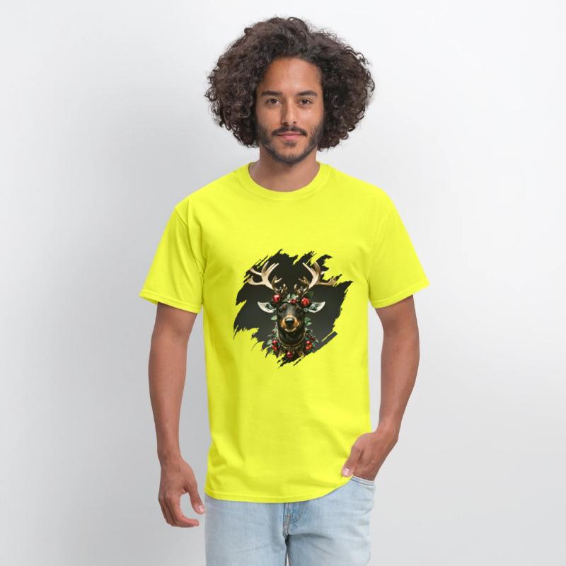 Christmas reindeer with golden horns