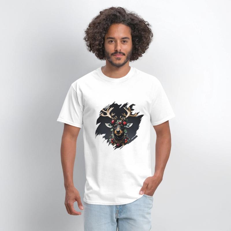 Christmas reindeer with golden horns