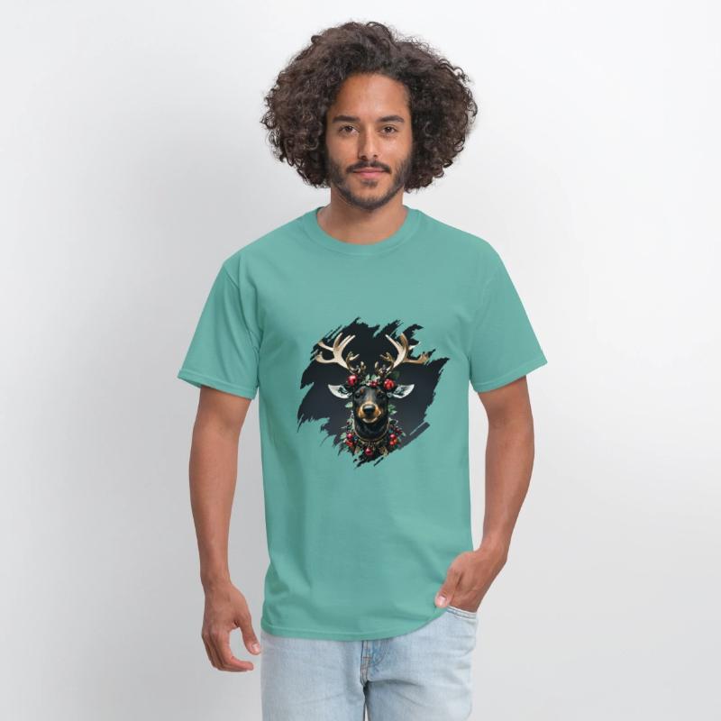 Christmas reindeer with golden horns