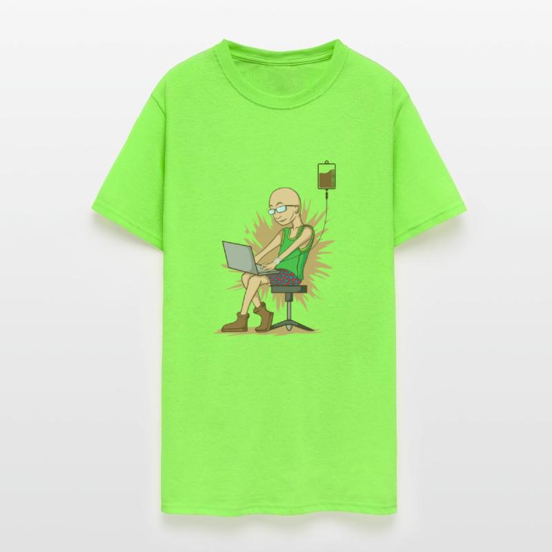 Coffee drinking Nerd chopping hangs on Coffee Drip