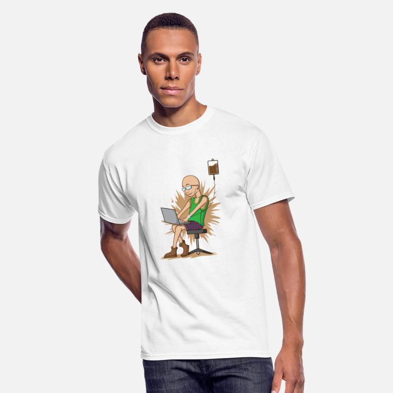 Coffee drinking Nerd chopping hangs on Coffee Drip