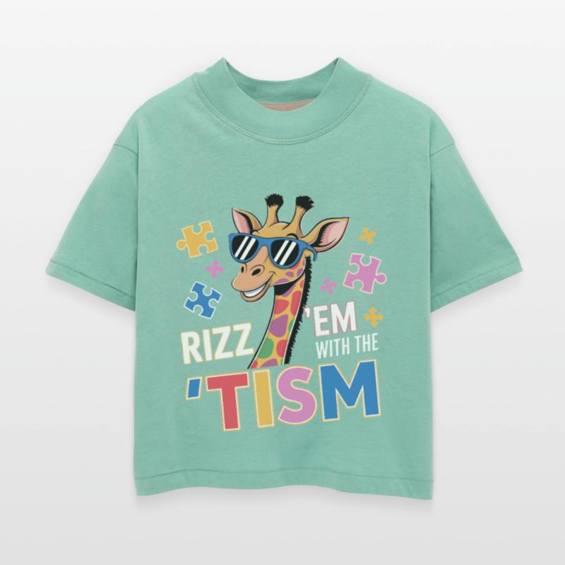 Colorful Giraffe with Sunglasses and Puzzle Pieces