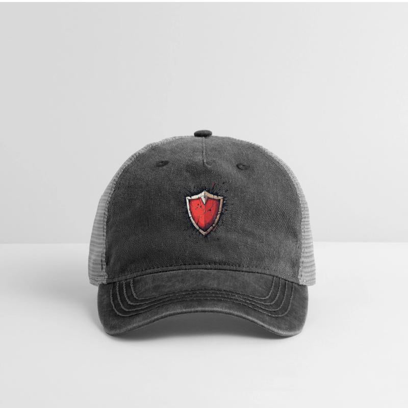 Cracked Red Shield with Battle Scars