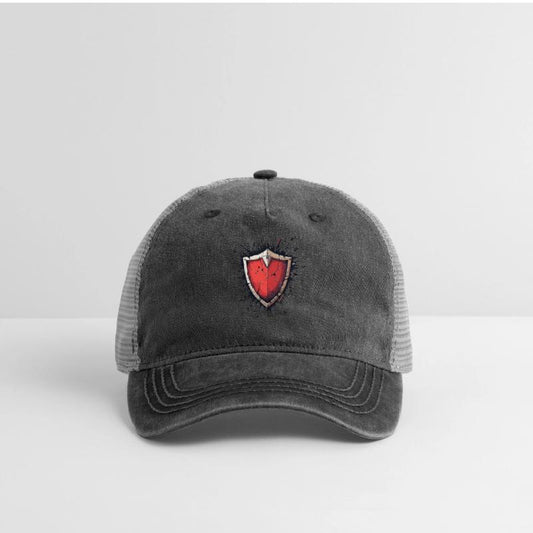 Cracked Red Shield with Battle Scars