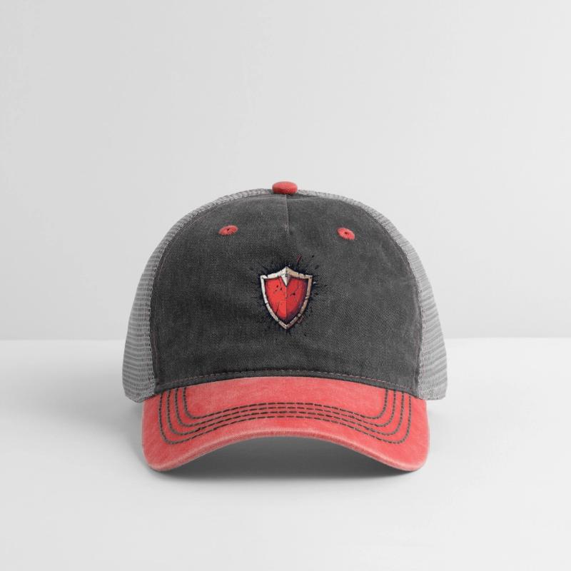 Cracked Red Shield with Battle Scars