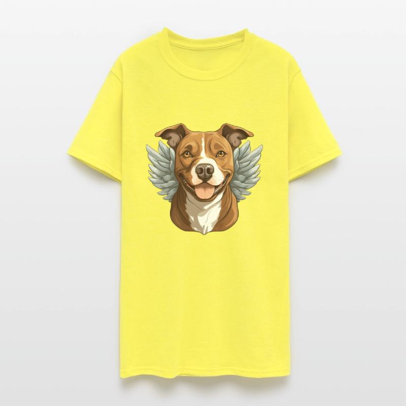 Cute American Staffordshire Terrier angel in carto