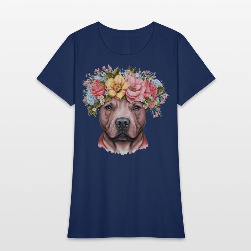 Cute Bull Terrier Flower Crown Pet Dog Breed Flora
